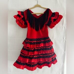 Red Flamenco Ruffle Dress - Kids 4/5T